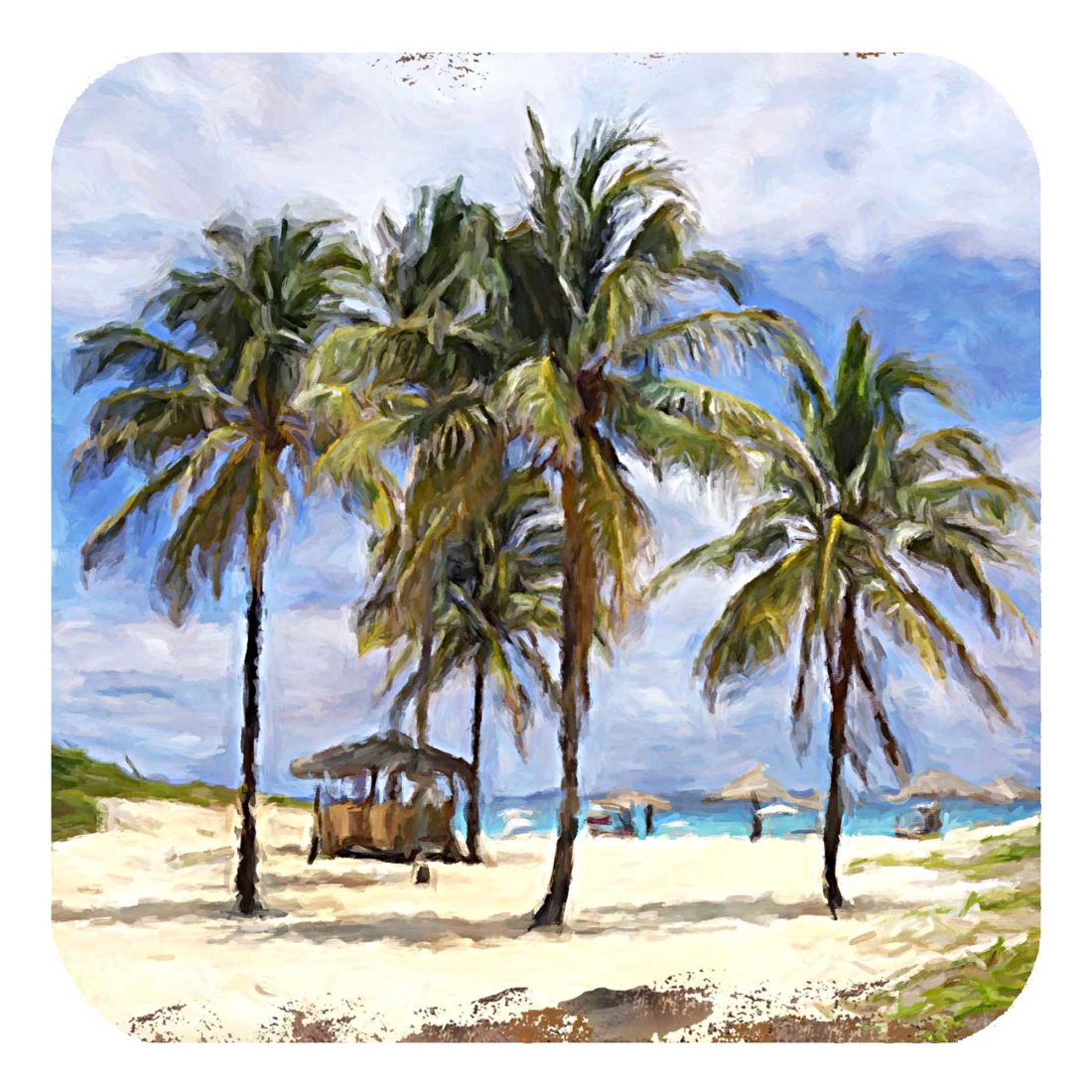 Picture of Nature Wonders 95258C-S4 4 x 4 in. Palm Trees Beach Coastal Wooden Cork Coasters Gift - Set of 4