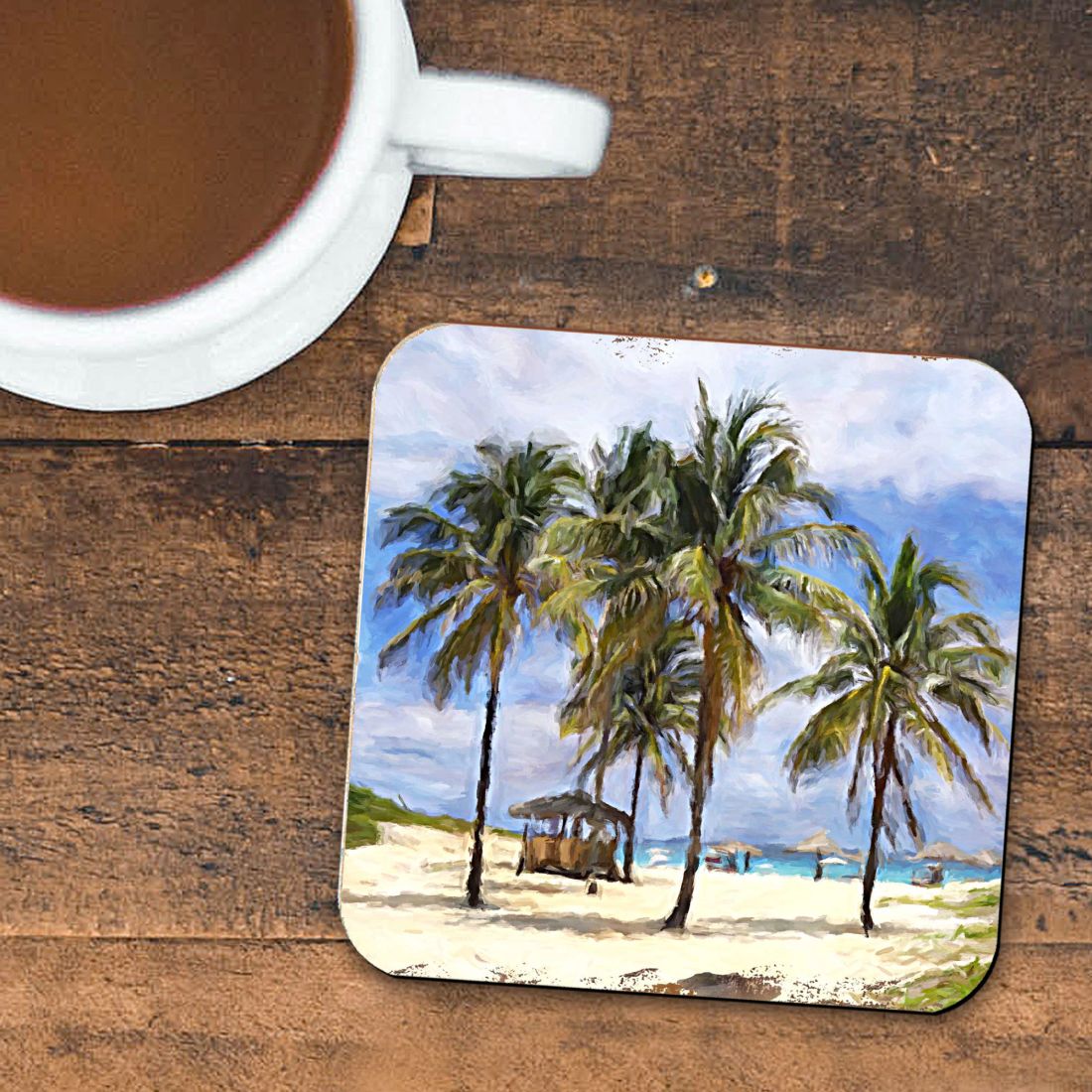 Picture of Nature Wonders 95258C-S4 4 x 4 in. Palm Trees Beach Coastal Wooden Cork Coasters Gift - Set of 4