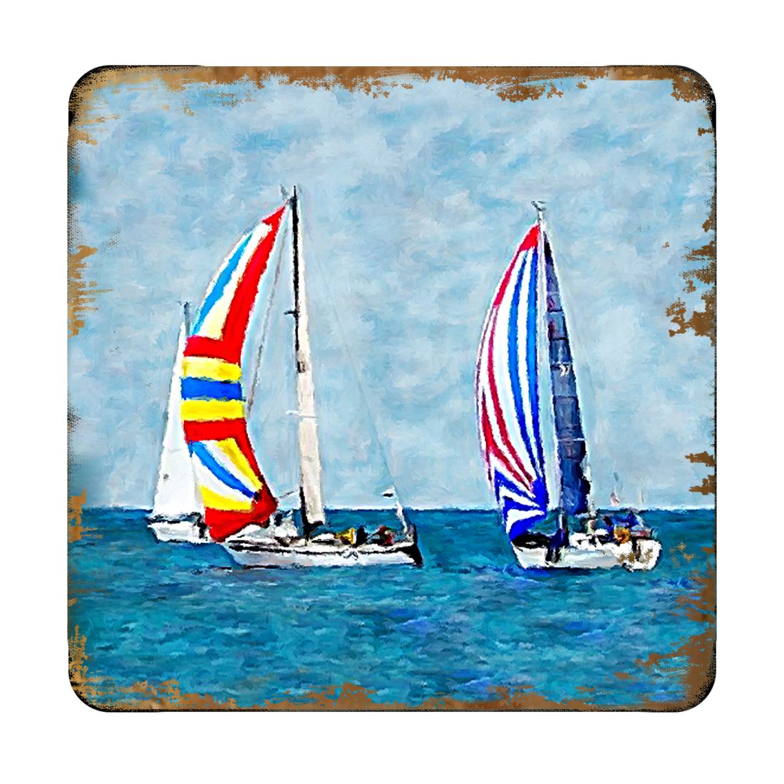 Picture of Nature Wonders 95259C-S4 4 x 4 in. Sailboats Coastal Wooden Cork Coasters Gift - Set of 4