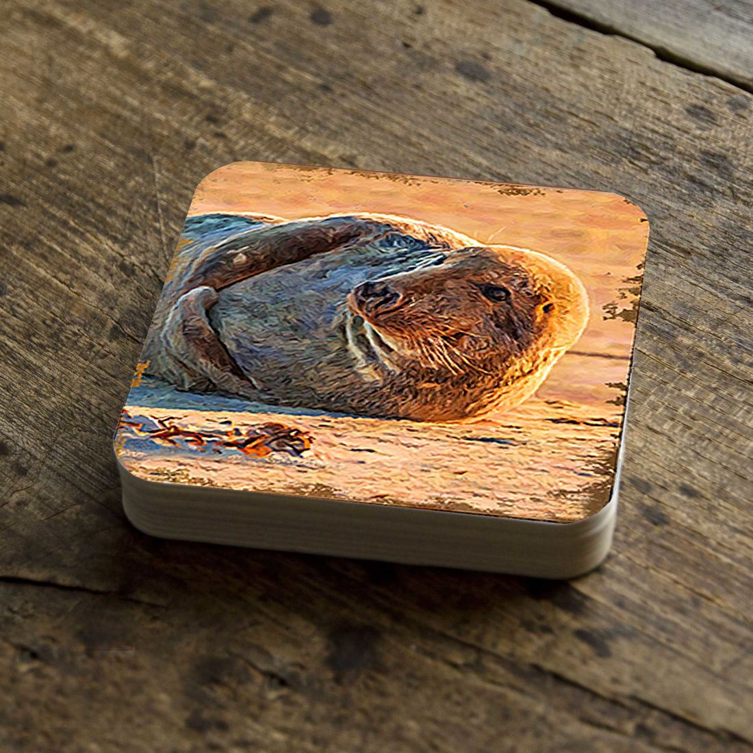 Picture of Nature Wonders 95260C-S4 4 x 4 in. Seal Coastal Wooden Cork Coasters Gift - Set of 4