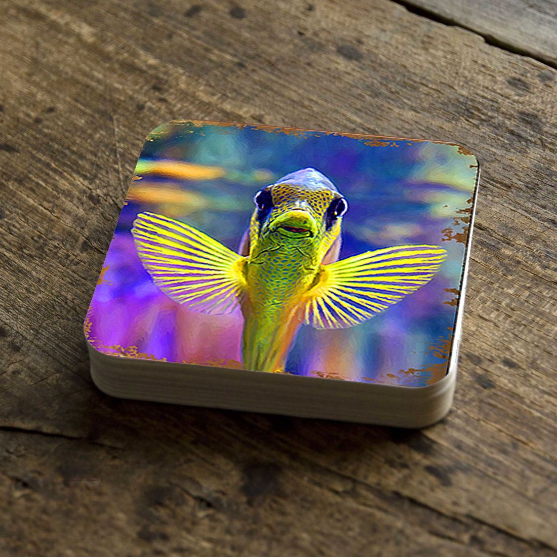 Picture of Nature Wonders 95263C-S4 4 x 4 in. Tropical Fish Coastal Wooden Cork Coasters Gift - Set of 4