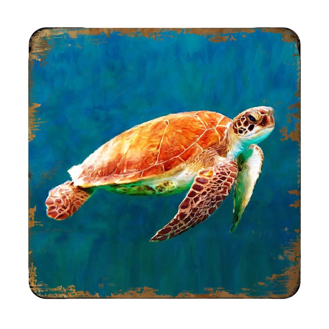 Picture of Nature Wonders 95266C-S4 4 x 4 in. Sea Turtle Coastal Wooden Cork Coasters Gift - Set of 4