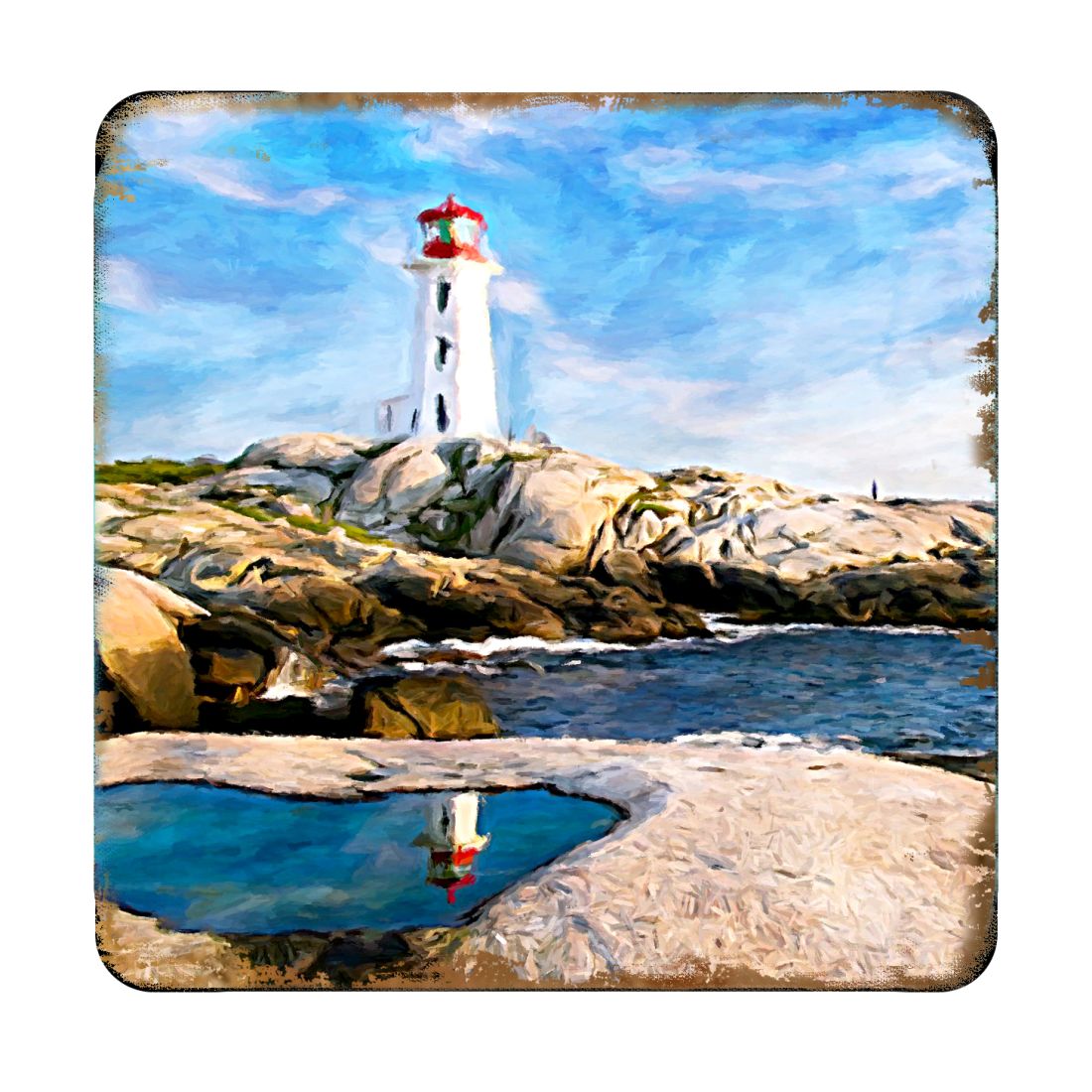 Picture of Nature Wonders 95268C-S4 4 x 4 in. Lighthouse Bay Coastal Wooden Cork Coasters Gift - Set of 4