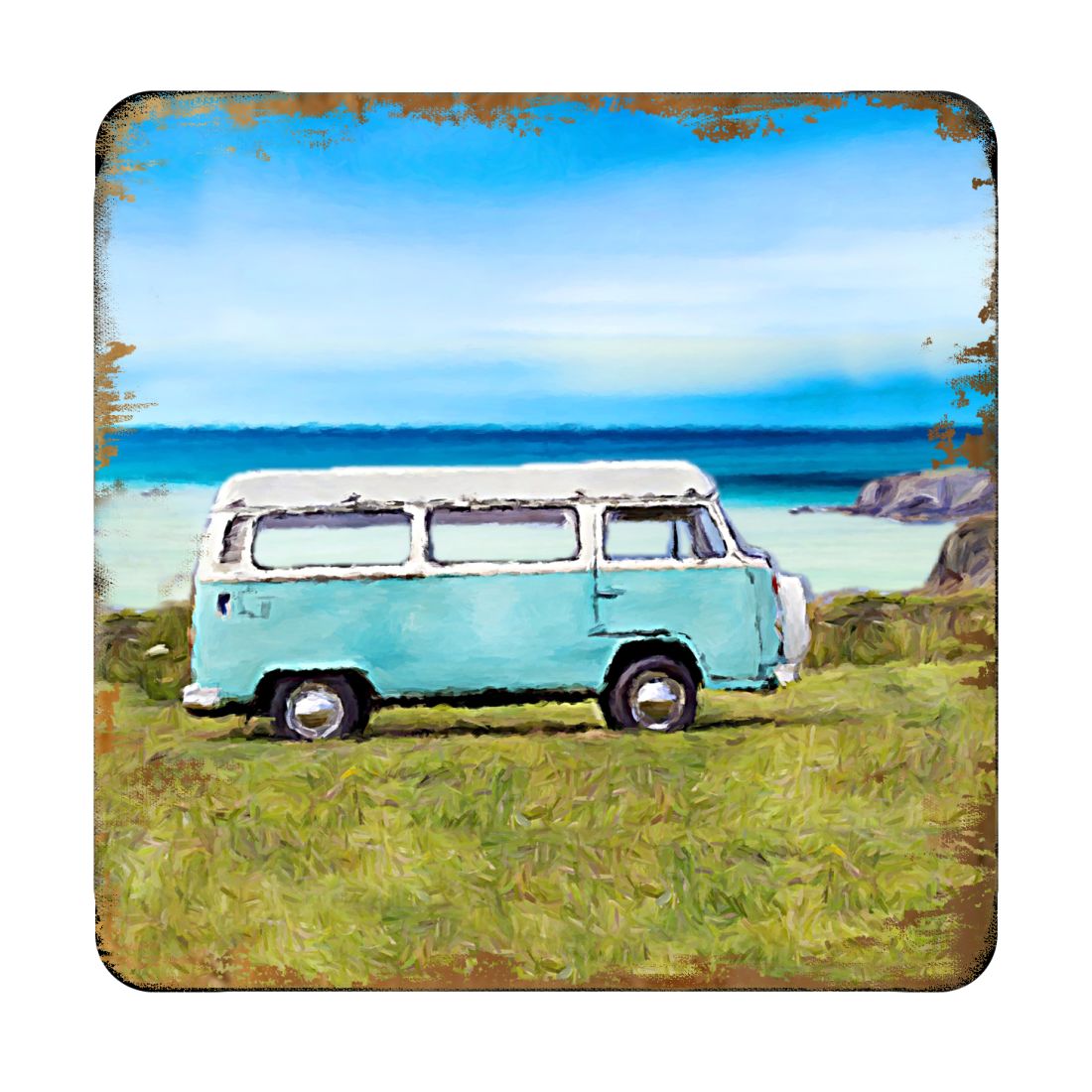Picture of Nature Wonders 95269C-S4 4 x 4 in. Van Coastal Wooden Cork Coasters Gift - Set of 4