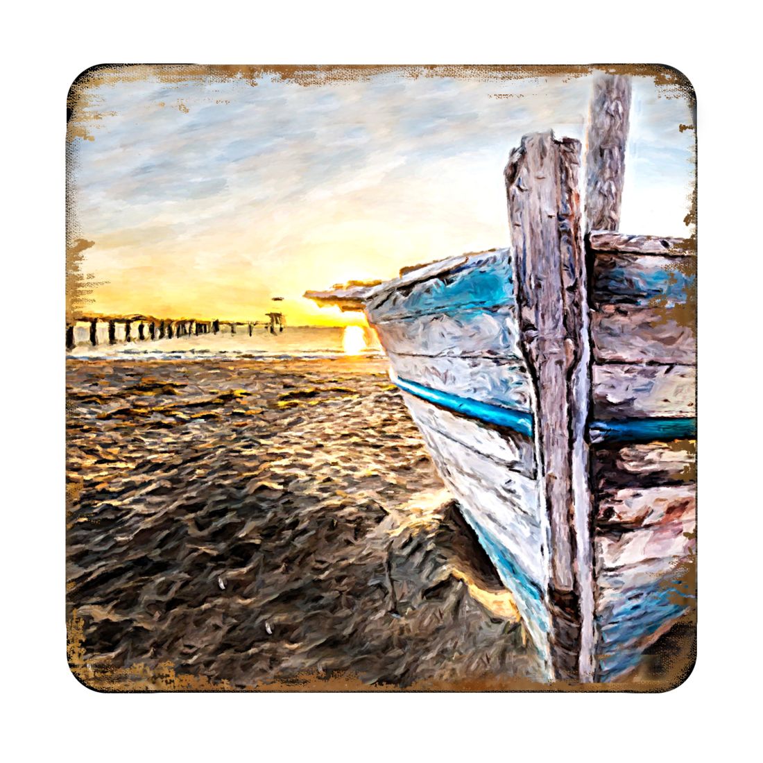 Picture of Nature Wonders 95271C-S4 4 x 4 in. Beach Boat Coastal Wooden Cork Coasters Gift - Set of 4