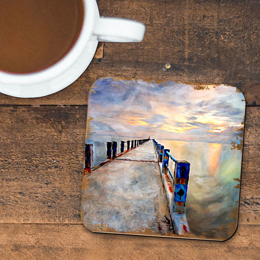 Picture of Nature Wonders 95273C-S4 4 x 4 in. Pier Coastal Wooden Cork Coasters Gift - Set of 4