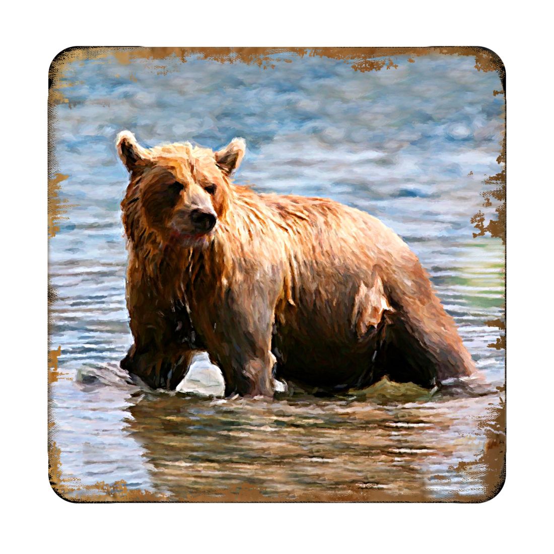 Picture of Nature Wonders 95297C-S4 4 x 4 in. Bear Wooden Cork Coasters Gift - Set of 4