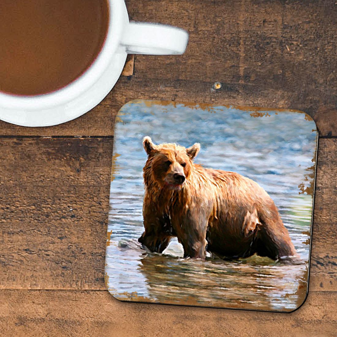 Picture of Nature Wonders 95297C-S4 4 x 4 in. Bear Wooden Cork Coasters Gift - Set of 4