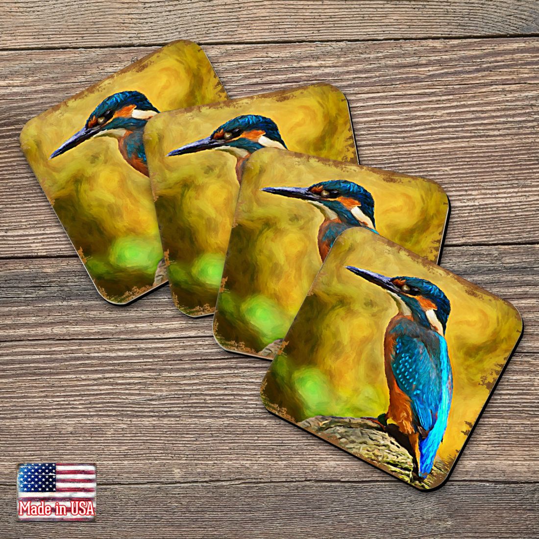 Picture of Nature Wonders 95298C-S4 4 x 4 in. Bird Wooden Cork Coasters Gift - Set of 4