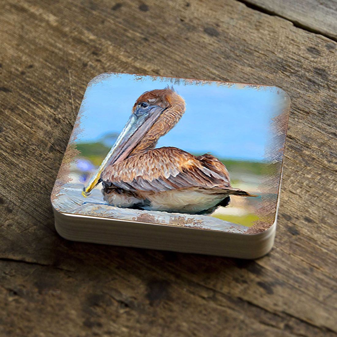 Picture of Nature Wonders 95325C-S4 4 x 4 in. Pelican Coastal Wooden Cork Coasters Gift - Set of 4