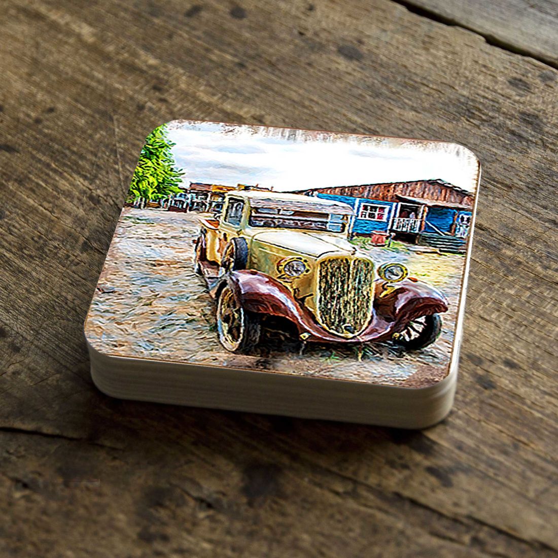 Picture of Nature Wonders 95353C-S4 4 x 4 in. Car Coastal Wooden Cork Coasters Gift - Set of 4