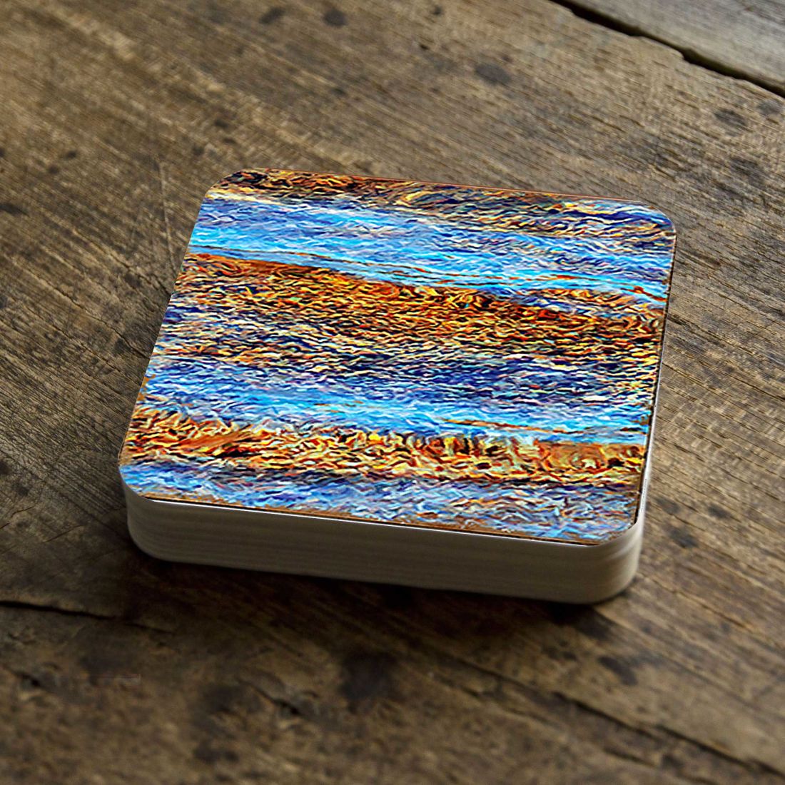 Picture of Nature Wonders 95354C-S4 4 x 4 in. Beach Waves Coastal Wooden Cork Coasters Gift - Set of 4