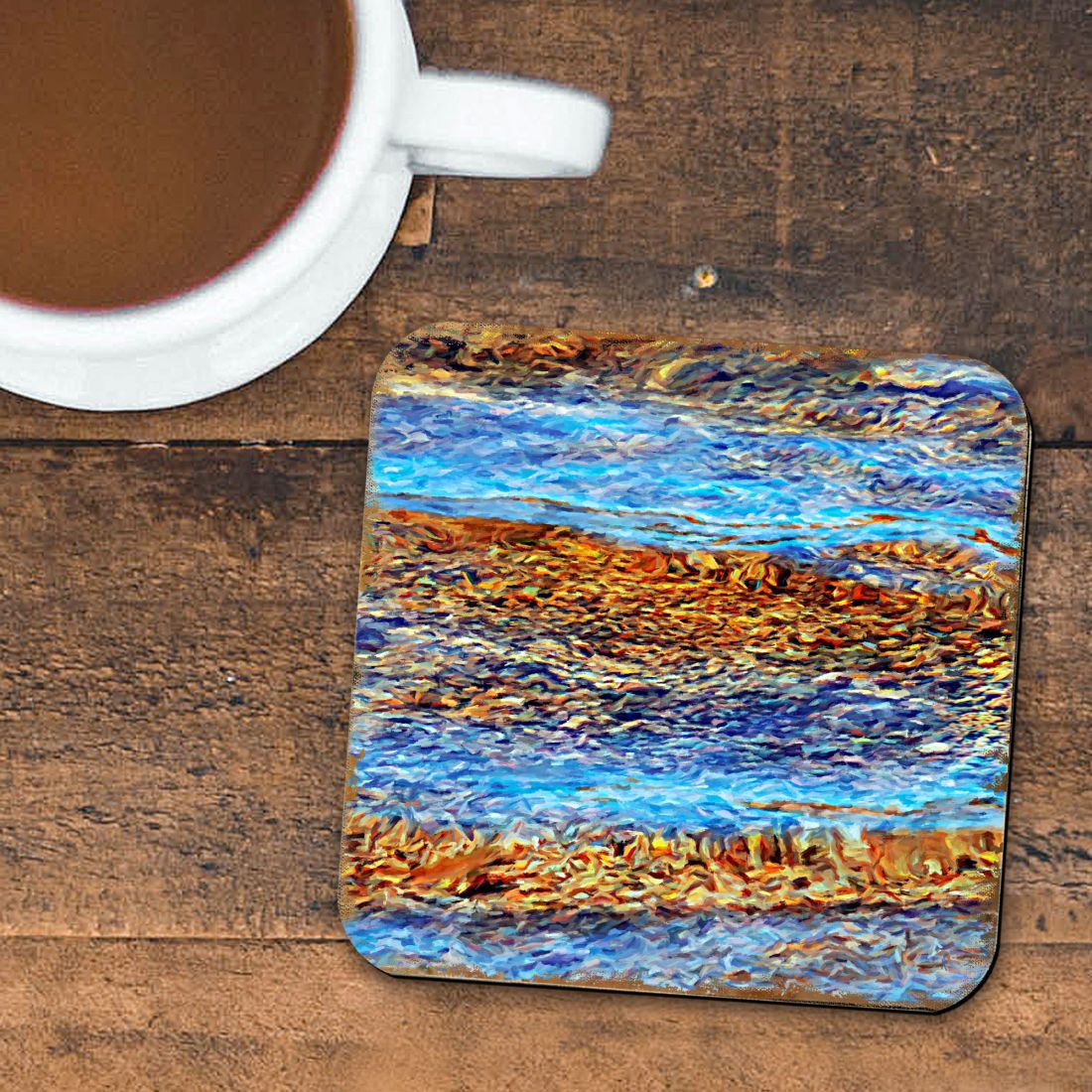 Picture of Nature Wonders 95354C-S4 4 x 4 in. Beach Waves Coastal Wooden Cork Coasters Gift - Set of 4