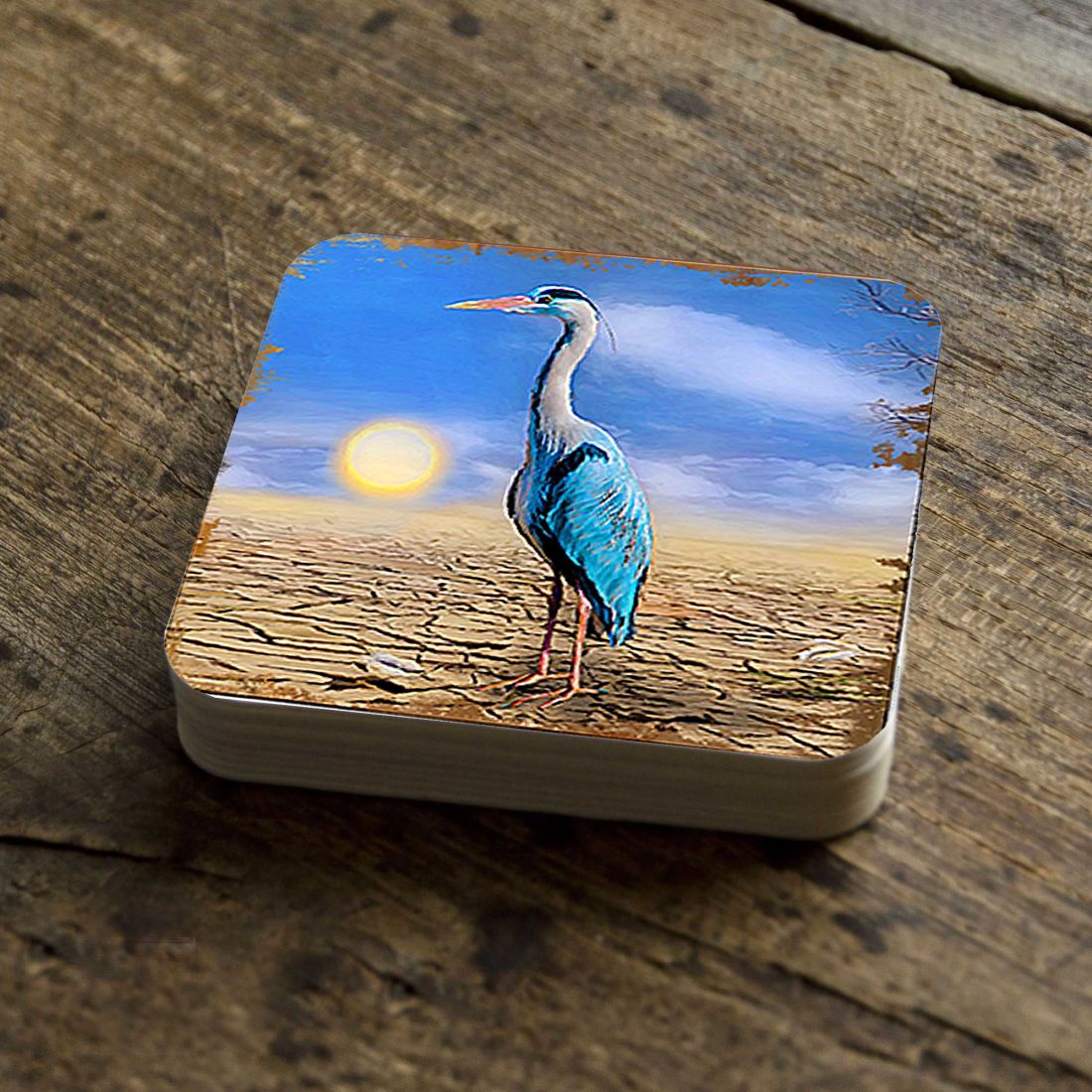 Picture of Nature Wonders 95358C-S4 4 x 4 in. Bird on the Beach Coastal Wooden Cork Coasters Gift - Set of 4