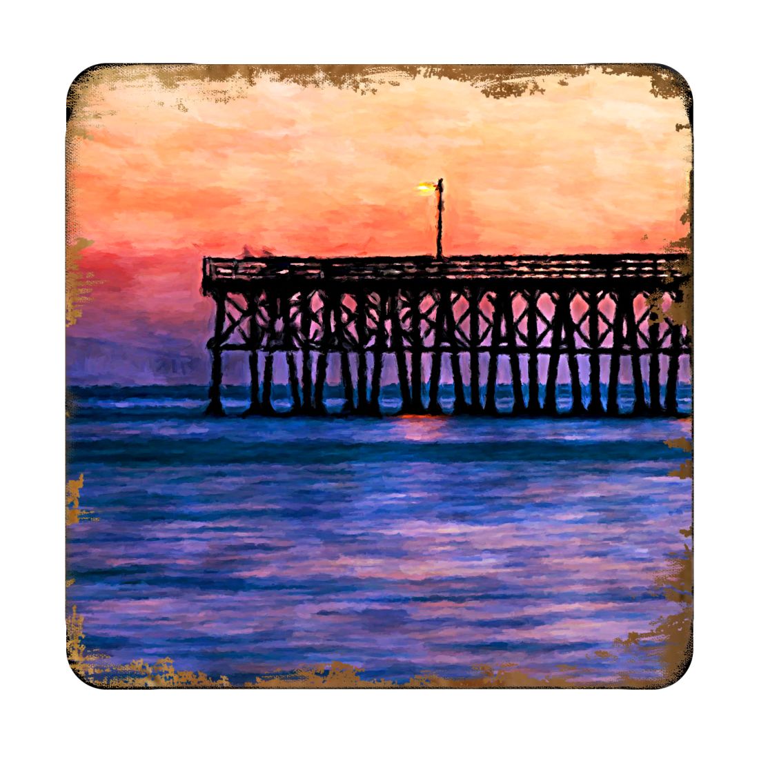 Picture of Nature Wonders 95359C-S4 4 x 4 in. Pier at Sunset Coastal Wooden Cork Coasters Gift - Set of 4