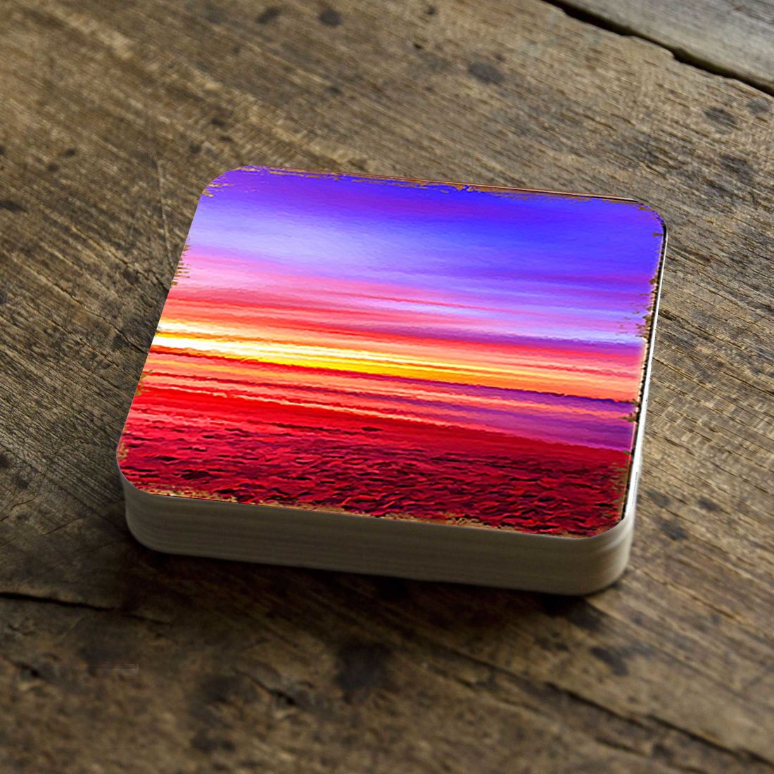 Picture of Nature Wonders 95360C-S4 4 x 4 in. Sunset Coastal Wooden Cork Coasters Gift - Set of 4