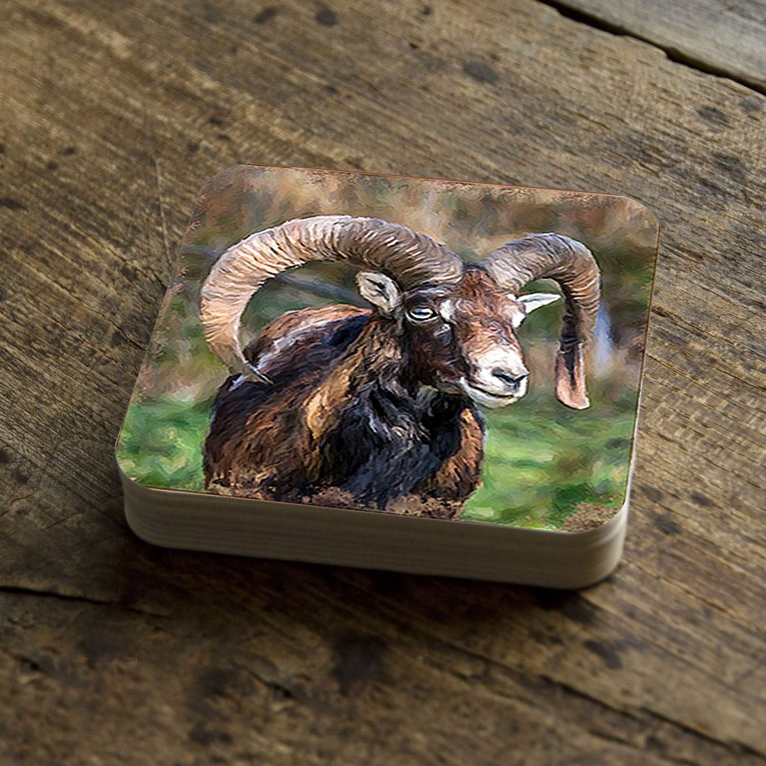 Picture of Nature Wonders 95369C-S4 4 x 4 in. Mountain Goat Wooden Cork Coasters Gift - Set of 4