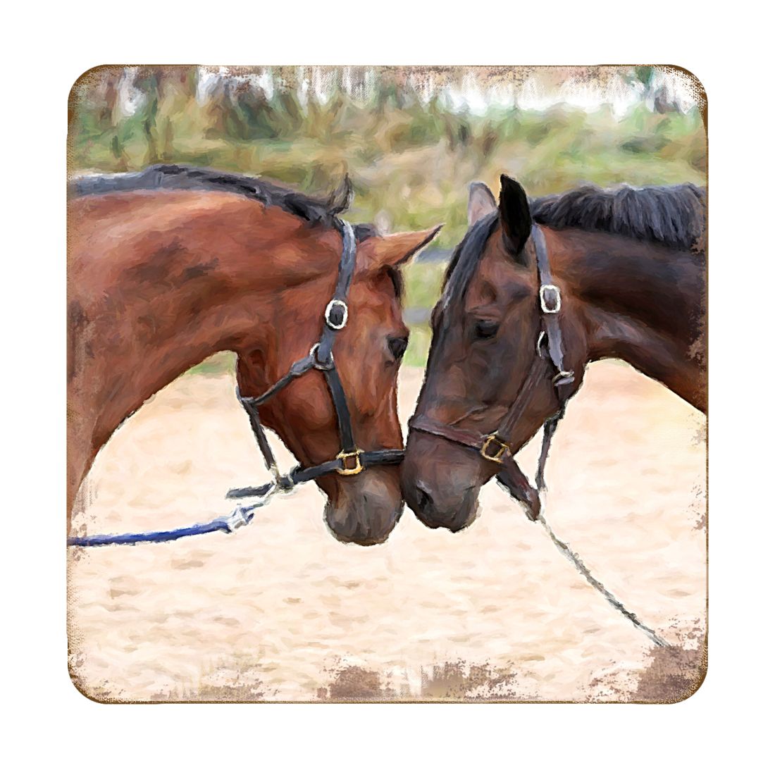 Picture of Nature Wonders 95370C-S4 4 x 4 in. Horses Wooden Cork Coasters Gift - Set of 4