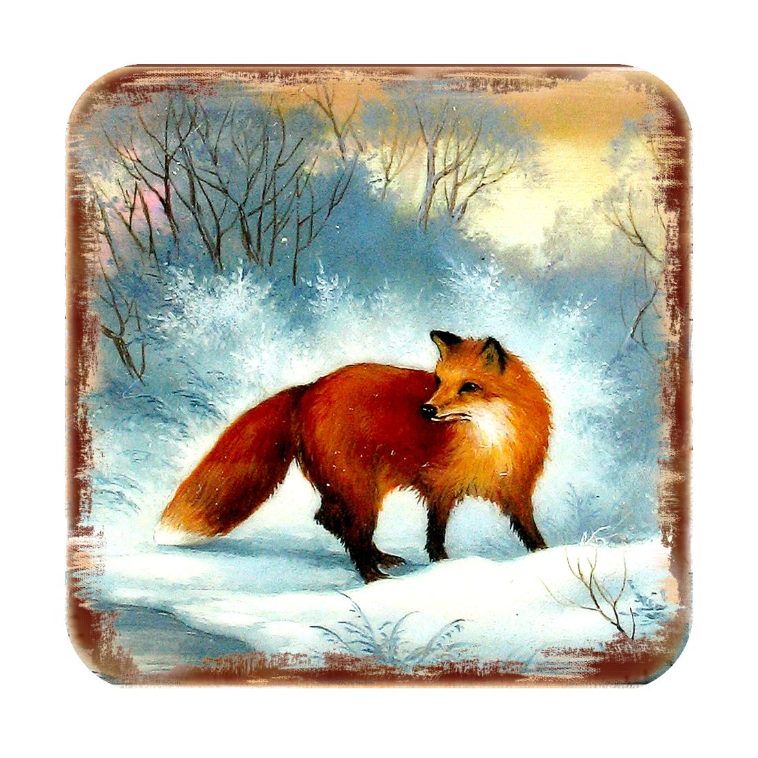 Picture of Nature Wonders 95376C-S4 4 x 4 in. Fox Wooden Cork Coasters Gift - Set of 4