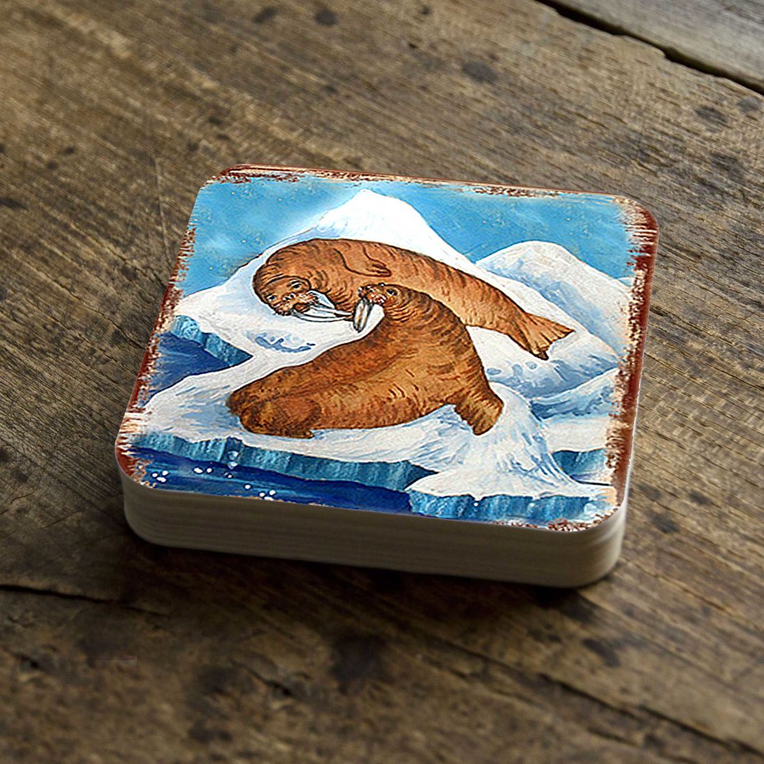 Picture of Nature Wonders 95377C-S4 4 x 4 in. Sea Lions Wooden Cork Coasters Gift - Set of 4