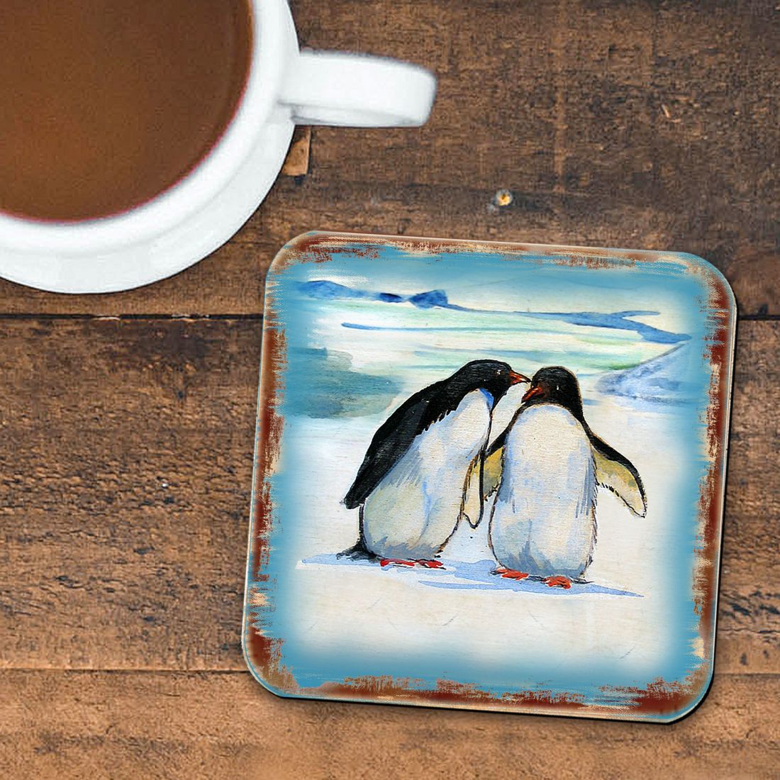 Picture of Nature Wonders 95382C-S4 4 x 4 in. Penguins Wooden Cork Coasters Gift - Set of 4