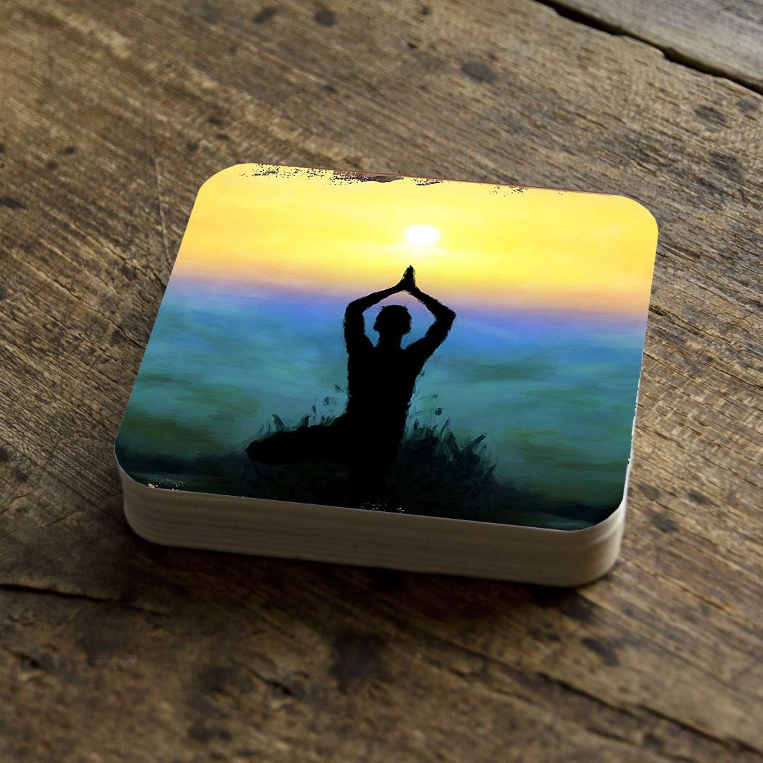 Picture of Nature Wonders 95385C-S4 4 x 4 in. Yoga Wooden Cork Coasters Gift - Set of 4