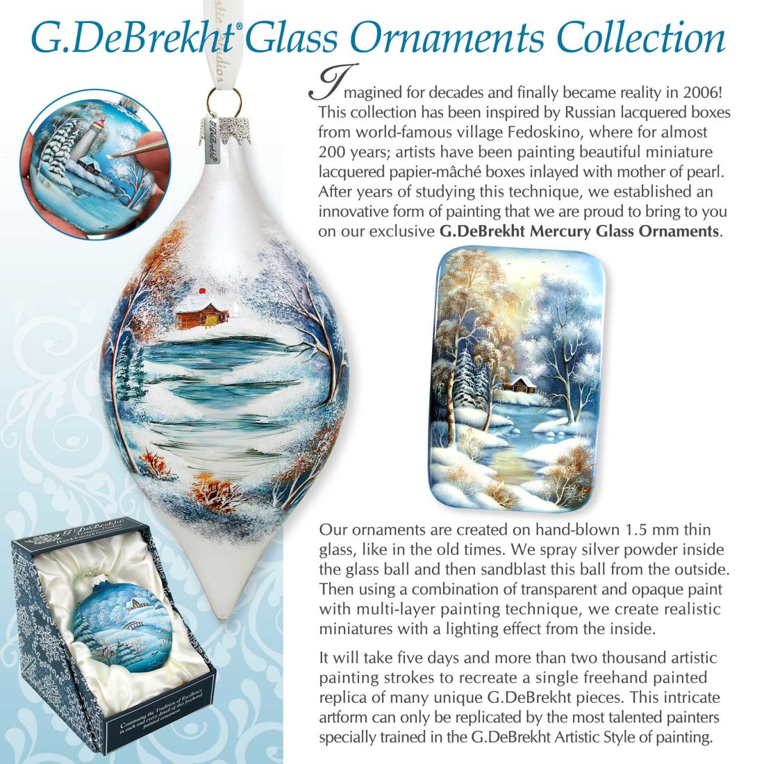 Picture of G.DeBrekht 759-637-JB 4 x 3 in. Mustangs Dream Catcher Journey Wreath Glass Ornaments
