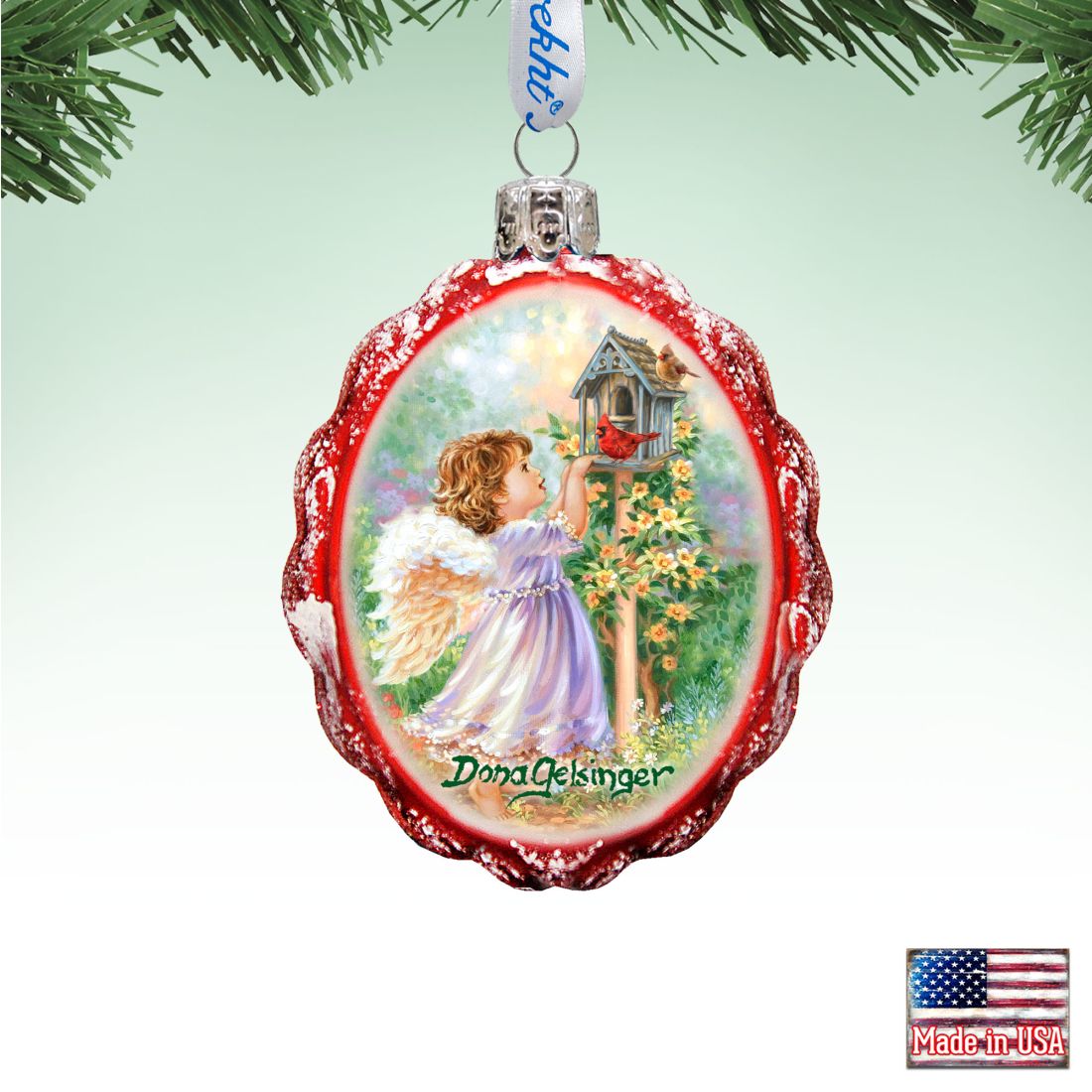 778116-DG 3 x 2 in. Angels Are Near Mercury Glass Ornaments