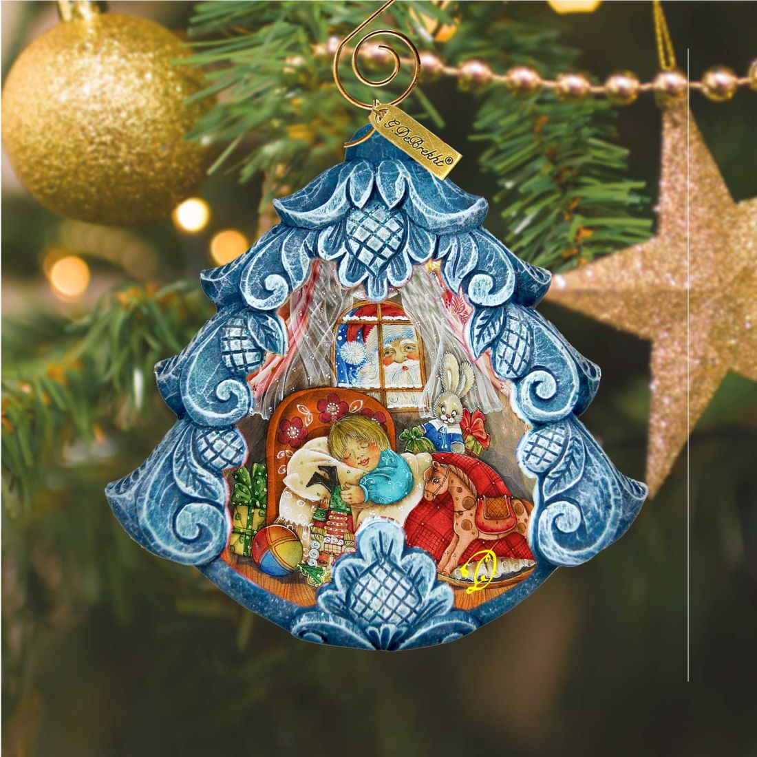 Picture of G.DeBrekht 610276 3 x 3.5 in. Night Before Hand-Painted Christmas Tree Sculpted Hand-Painted Christmas Ornaments
