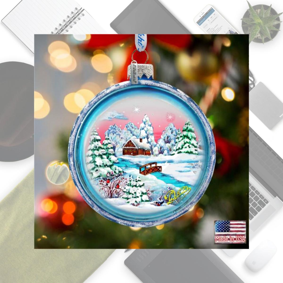Picture of G.DeBrekht 73111C 3 x 3.5 in. Winter Night Glass Ornaments