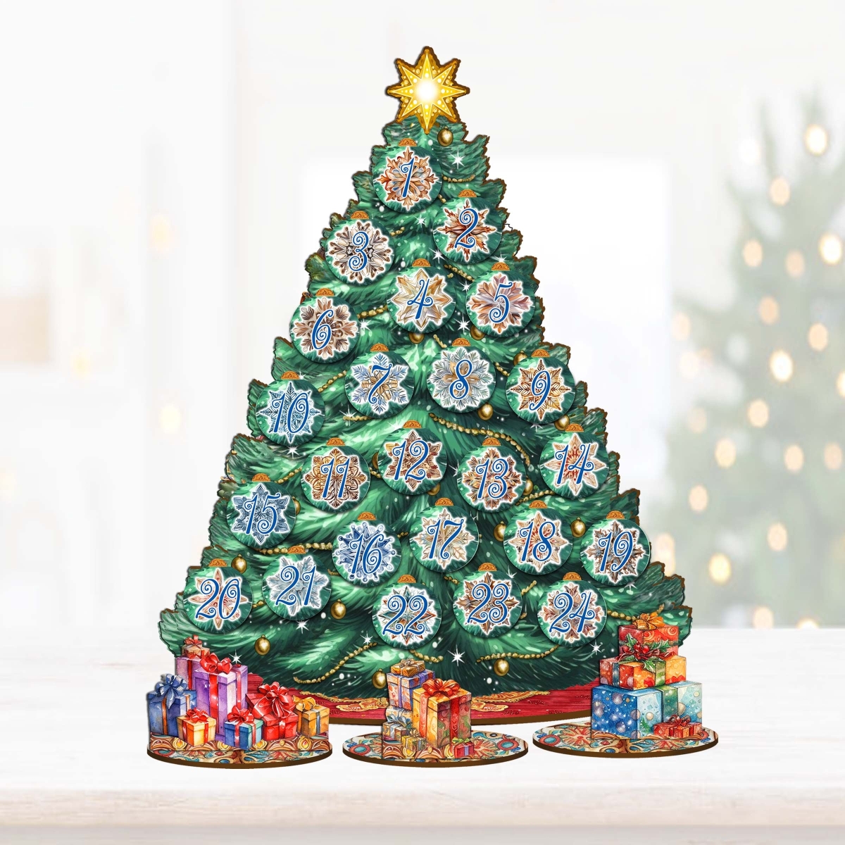 8091504 12.5 in. Advent Calendar Collectible Tabletop Christmas Decor