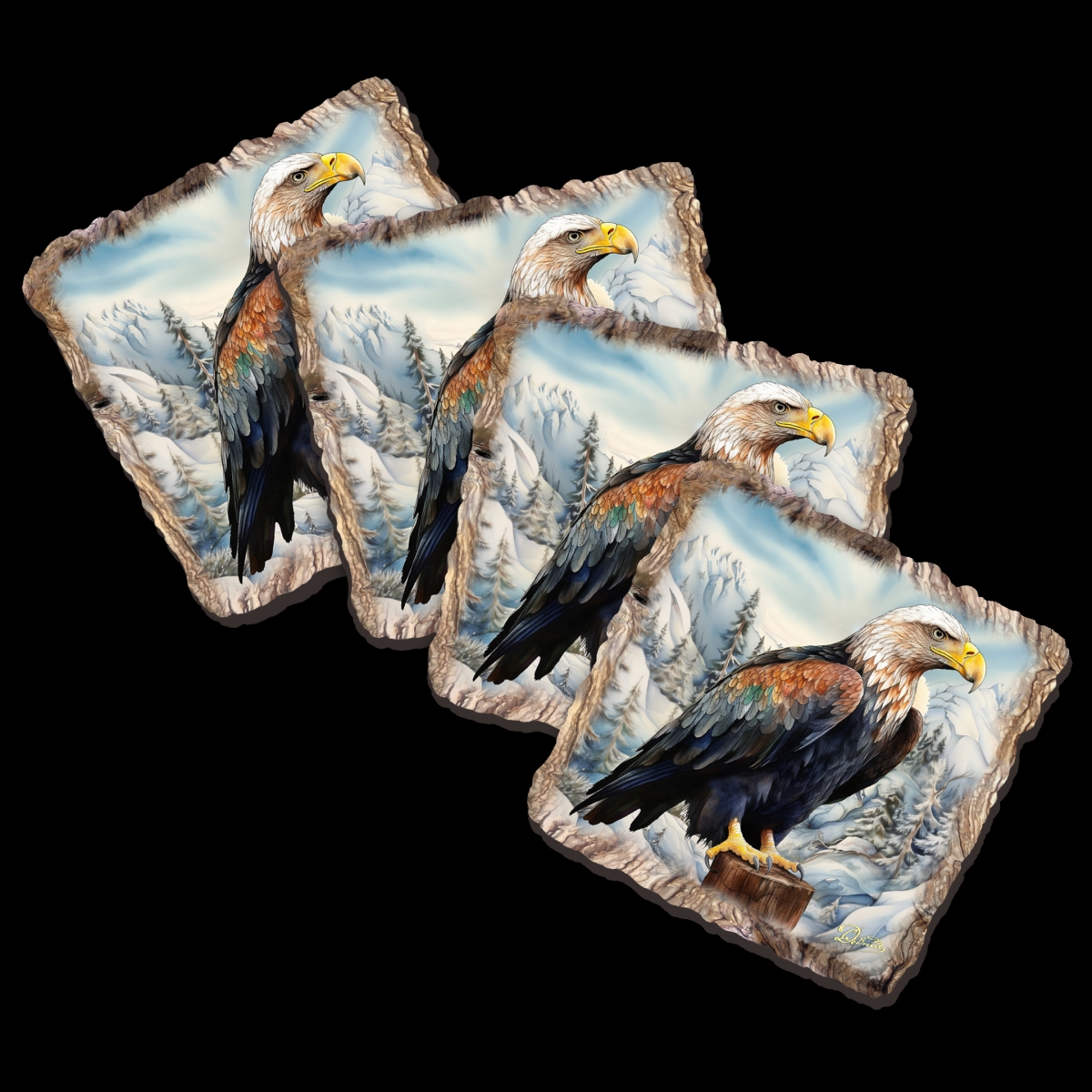 Picture of G. Debrekht 95399C-S4 Bald Eagle Wooden Cork Coasters Gift Set of 4 by Nature Wonders