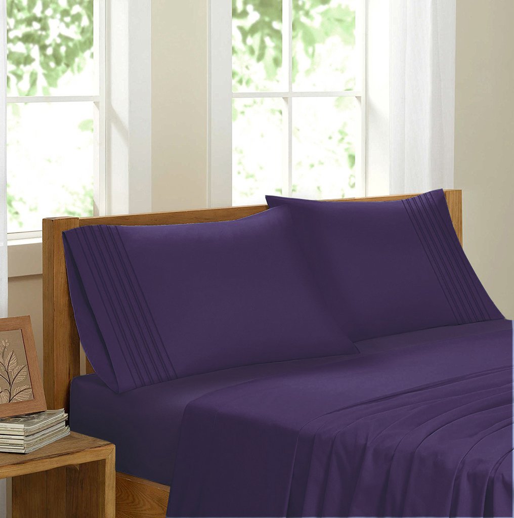 Gdc-gamedevco 37248 Egyptian Comfort Sateen Sheet Set, Purple - Queen