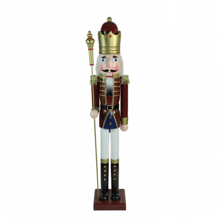 32281553 48 In. Decorative Red King Wooden Christmas Nutcracker With Scepter