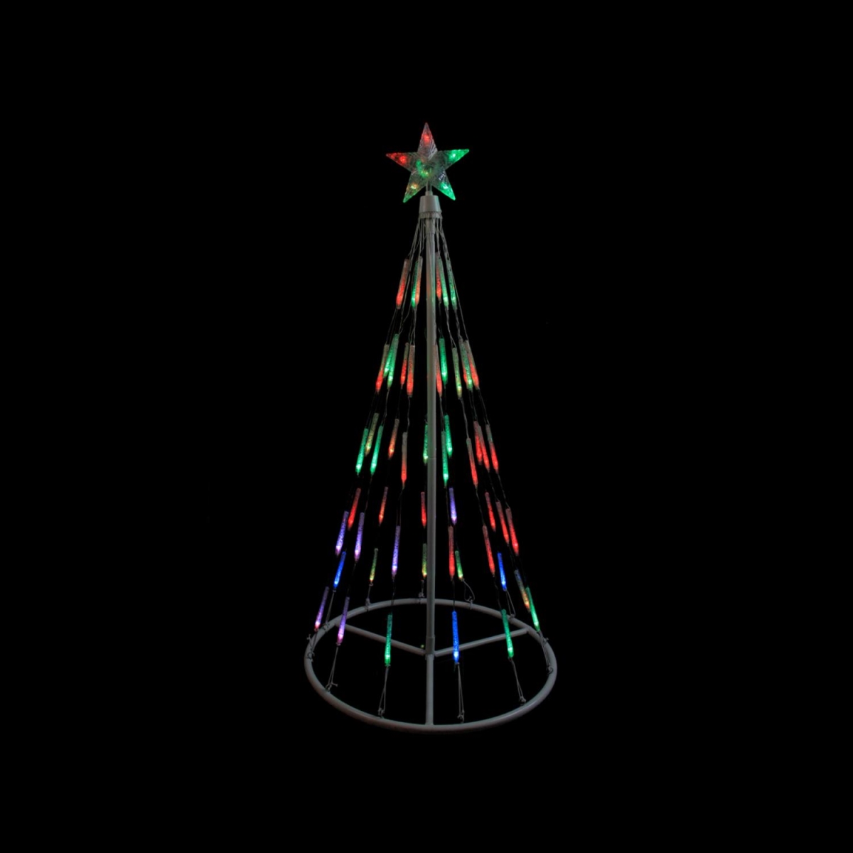 31736741 4 Ft. White Single Tier Bubble Cone Christmas Tree Lighted Yard Art Decoration - Multi Lights