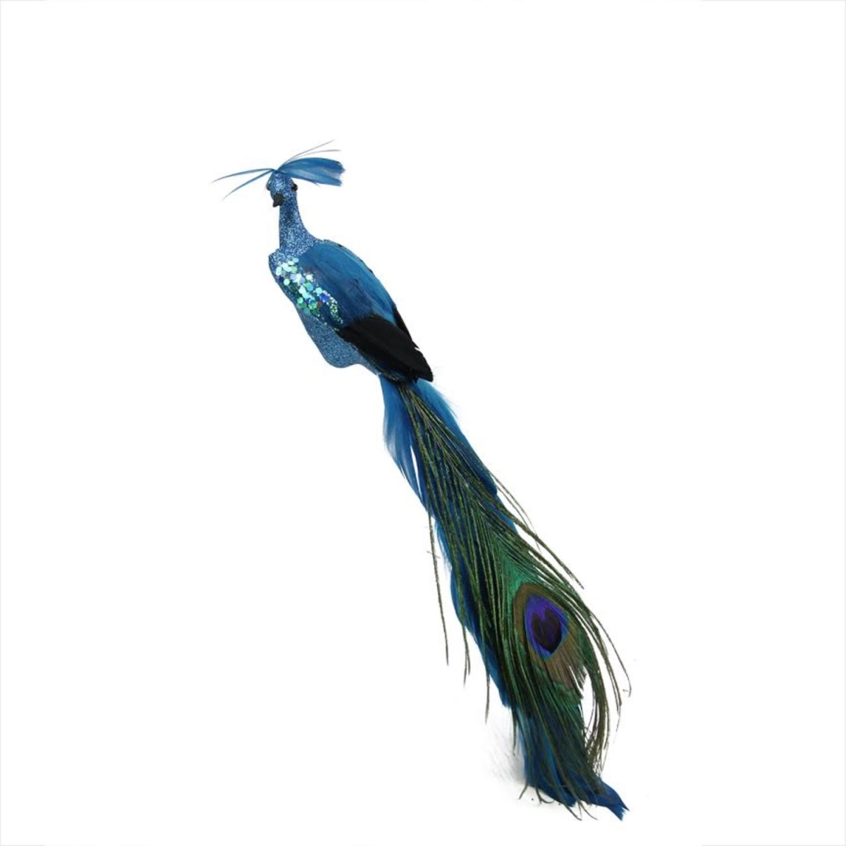 14 In. Regal Peacock Turquoise Blue & Green Plummage Christmas Clip-on Ornament