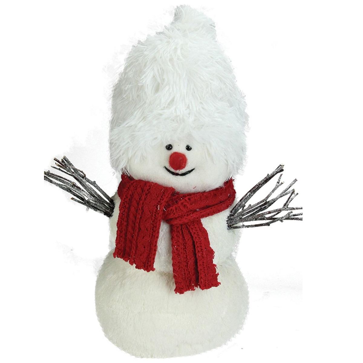 32584391 17 In. Retro Christmas White Snowman With Red Scarf Table Top Decoration
