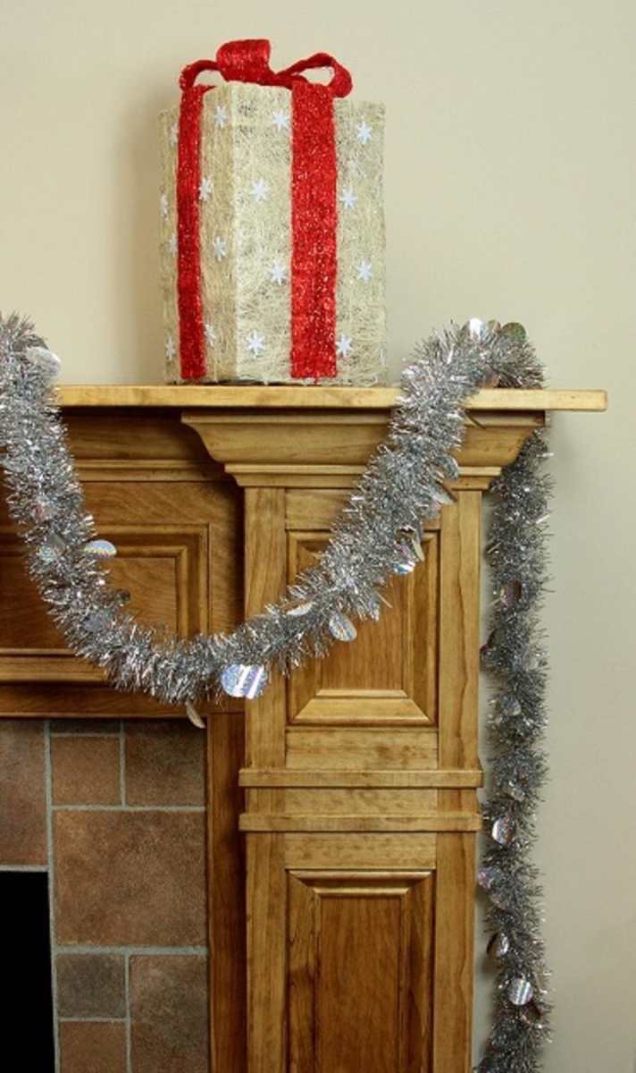 50 Ft. Festive Silver Christmas Tinsel Garland With Holographic Polka Dots - Unlit - 5 Ply
