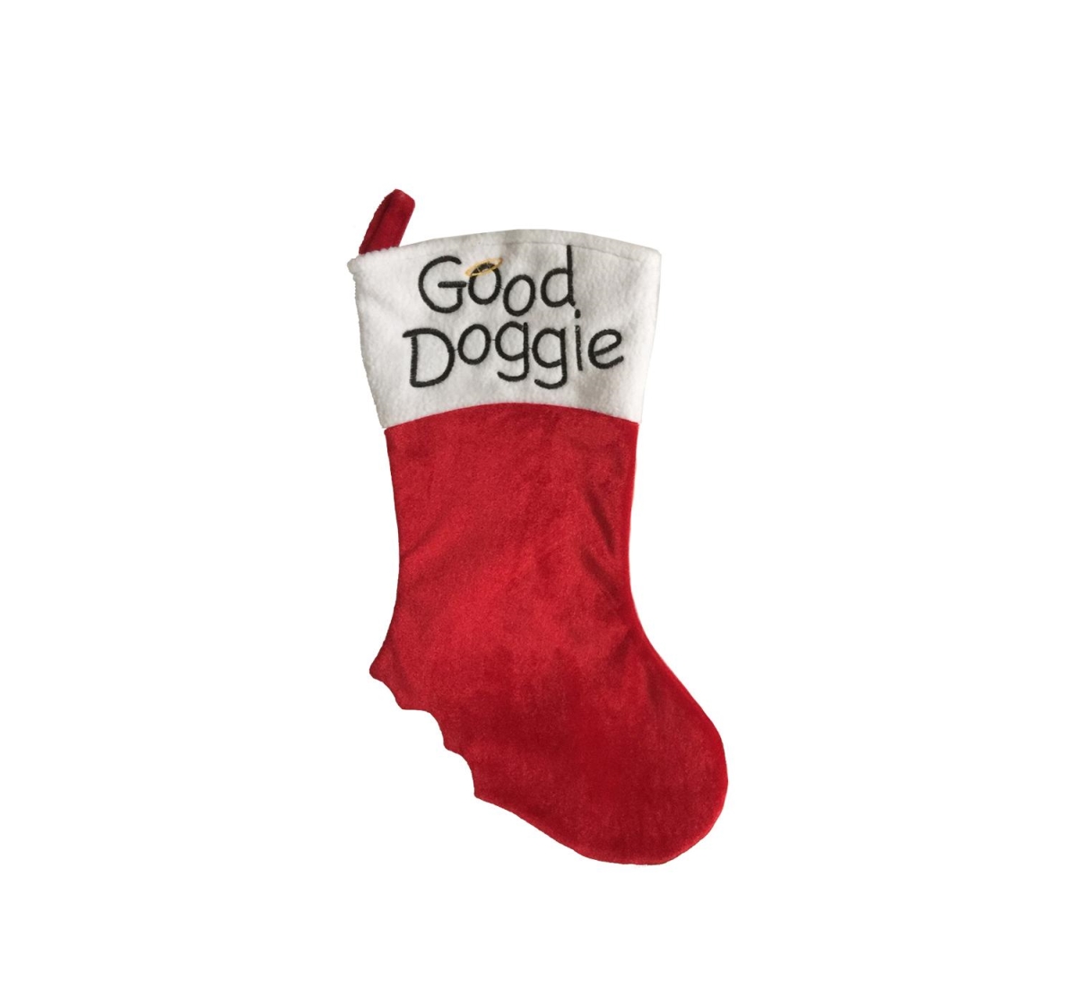 32283962 19 In. Red Embroidered Angel Pet Good Doggie Christmas Stocking With White Cuff