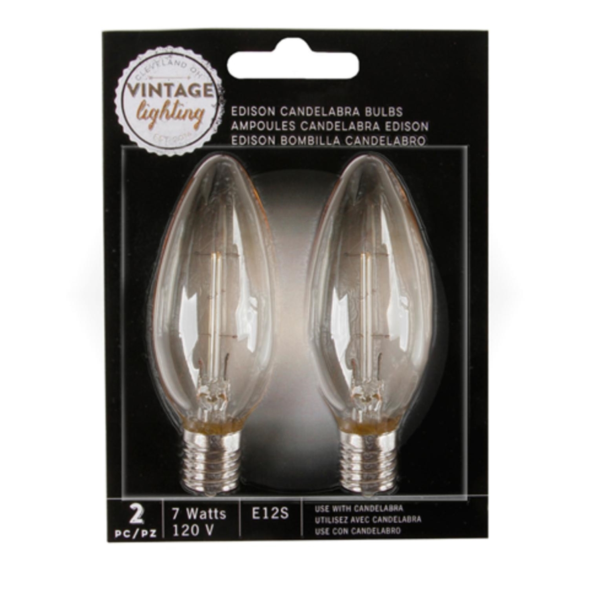 32038405 7 Watt Cleveland Vintage Lighting Edison Style E12s Base Candelabra Bulbs - Pack Of 2