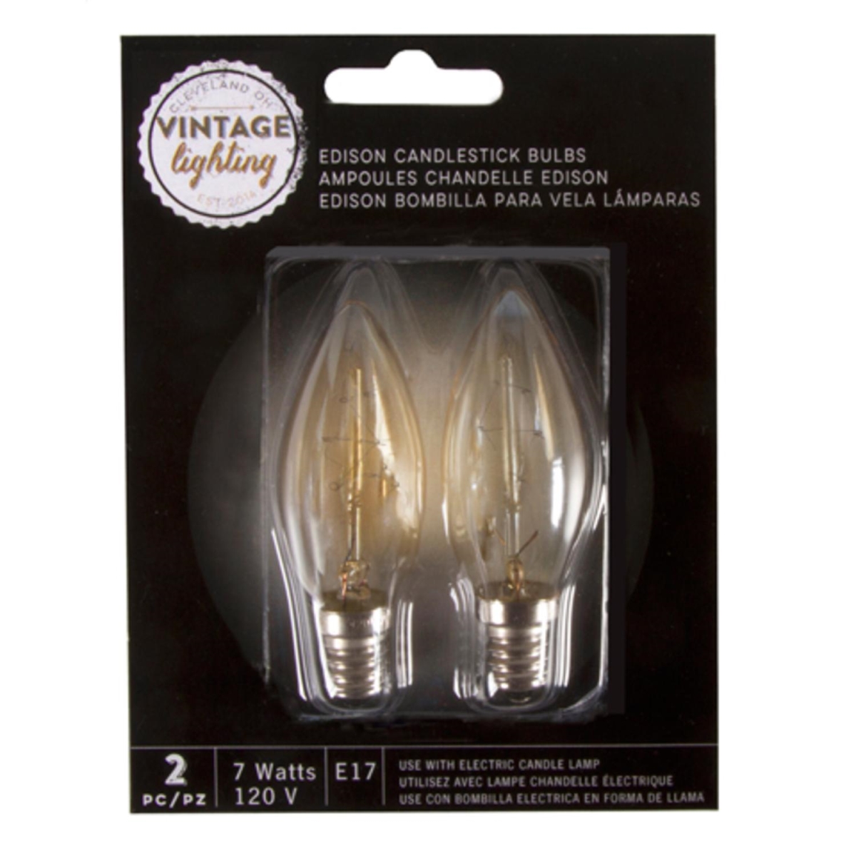 32038407 7 Watt Cleveland Vintage Lighting Edison Style E17 Base Candlestick Bulbs - Pack Of 2