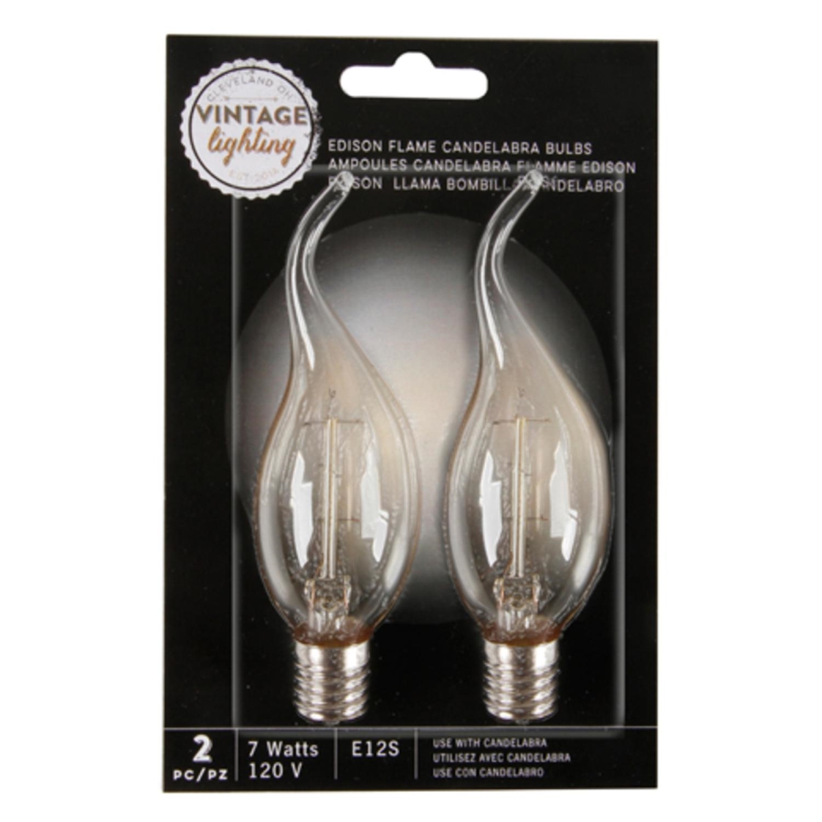 32038409 7 Watt Cleveland Vintage Lighting Edison Style E12s Base Flame Candelabra Bulbs - Pack Of 2