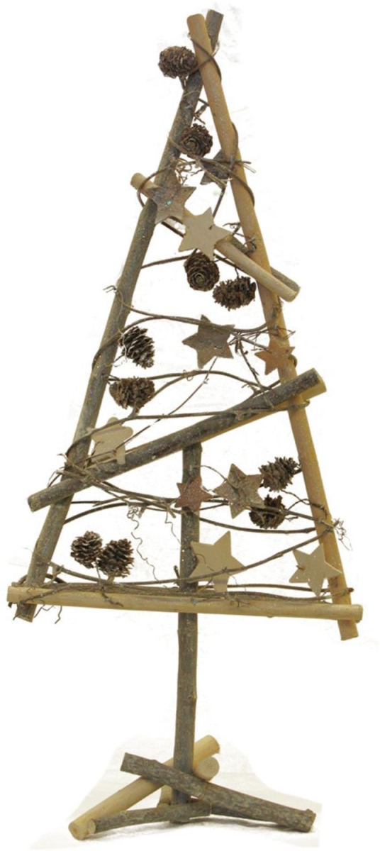 32262394 23 In. Natural Twig With Pine Cones & Stars Christmas Tree Tabletop Decoration