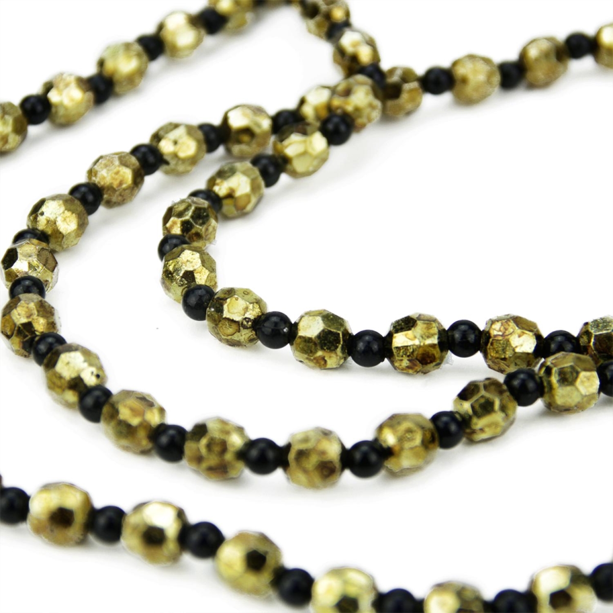 31464606 30 In. Elegant Contemporary Style Black & Gold Beaded Christmas Garland Swag
