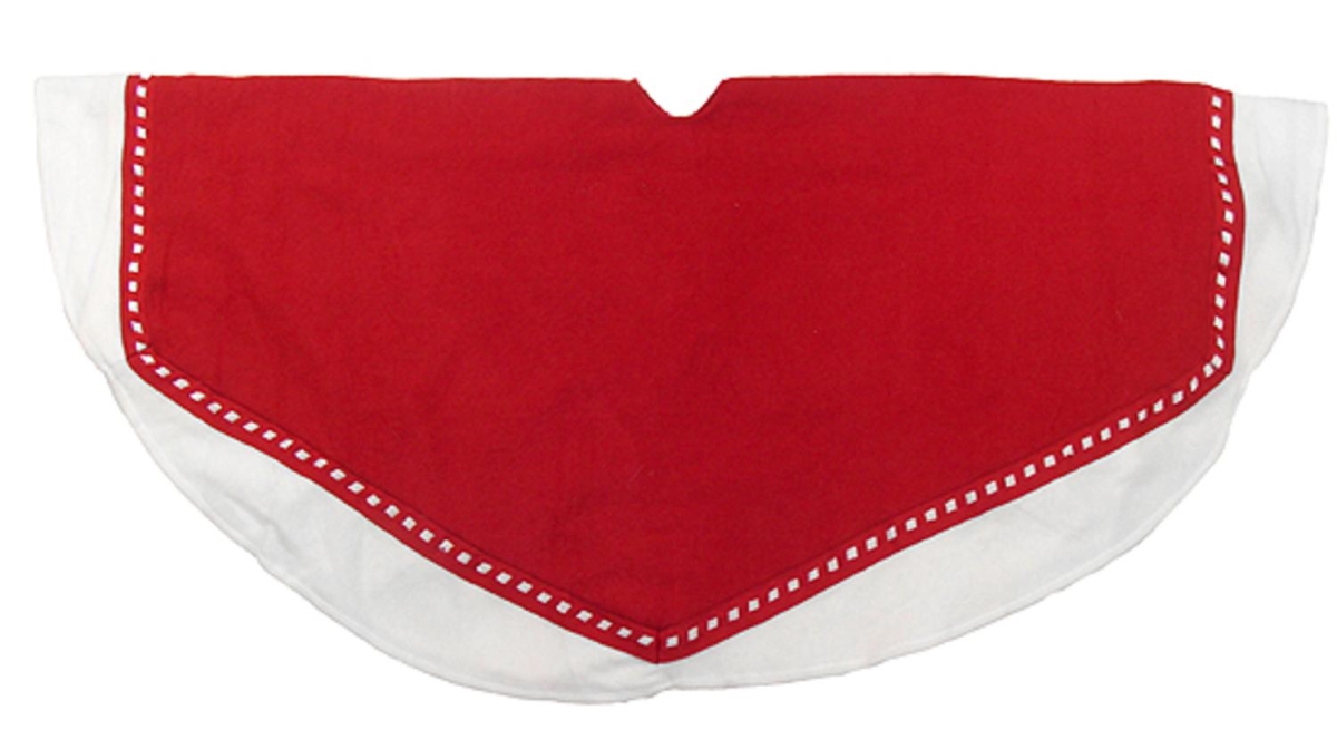 16158478 47 In. Red & White Christmas Tree Skirt With Weaved Edge