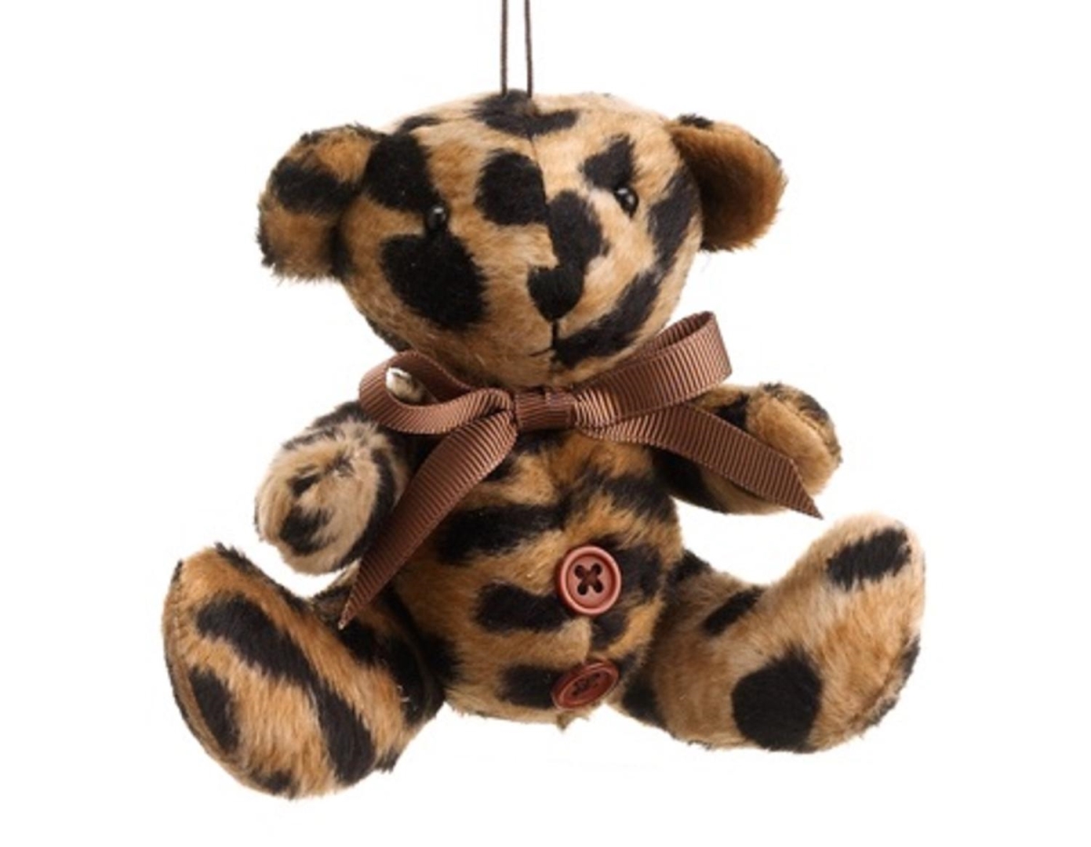 30657479 4.5 In. Diva Safari Brown Cheetah Animal Print Teddy Bear Christmas Ornament