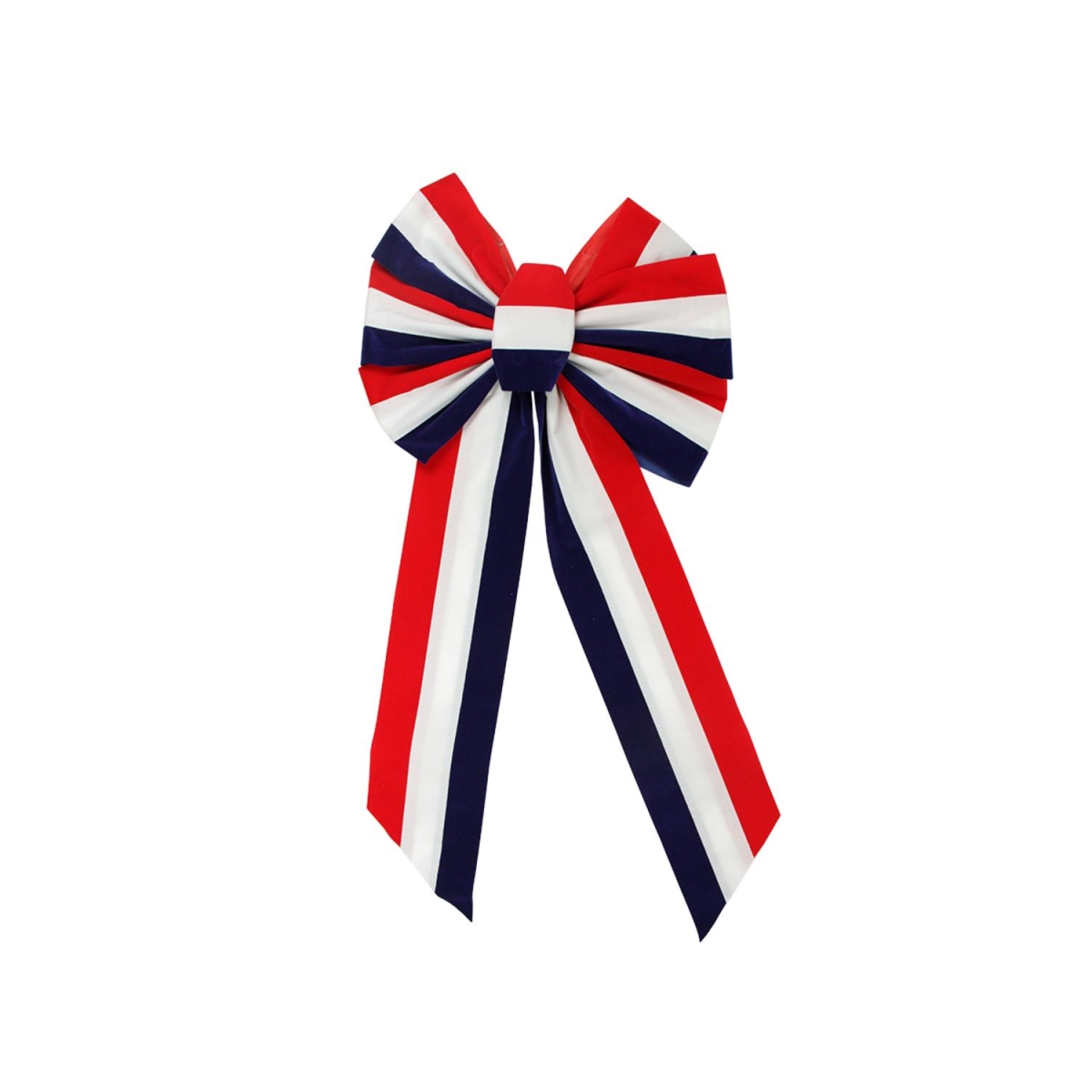 31364865 14 X 28 In. Large Red White & Blue Patriotic Striped Indoor Velveteen 6 Loop Wired Christmas Bow