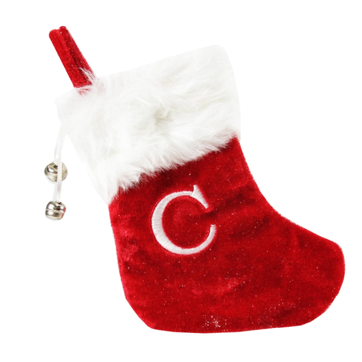 31106022 7 In. Red & White C Embroidered Mini Christmas Tree Stocking