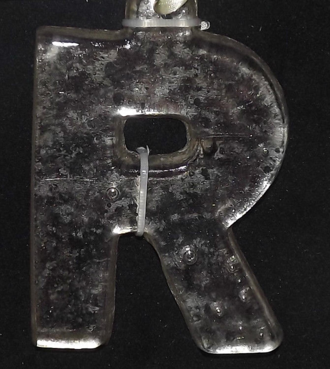 31319852 4 In. Antique-style Speckled Glass Monogram Letter R Christmas Ornament