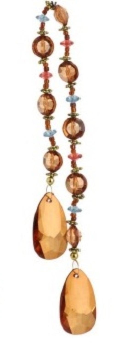 30790110 17 In. Victorian Inspirations Amber Brown Beaded Pear-cut Christmas Drop Ornament